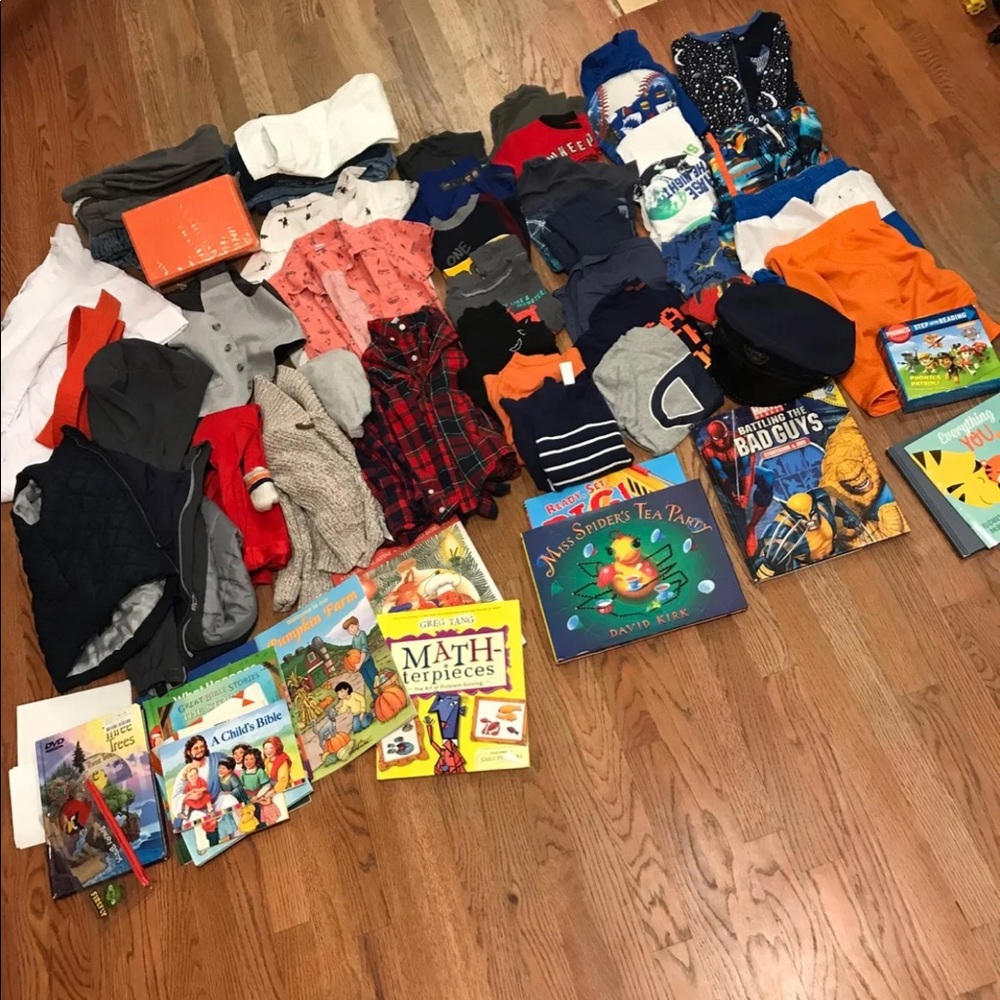 72 pc 4t 5t boys clothing bundle & books